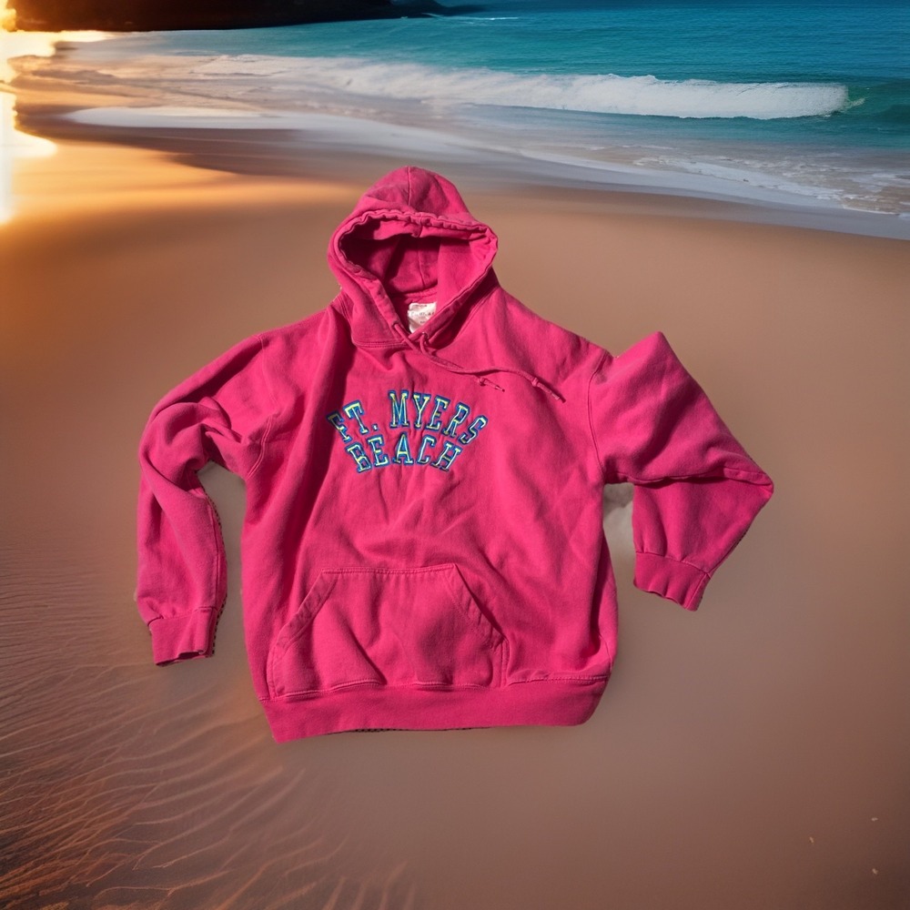 Pacific & Co The Perfect Hoodie Women's Large‎ Pink Hooded Ft. Meters Beach